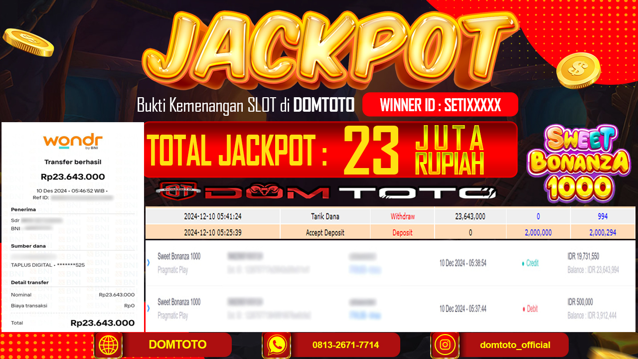JACKPOT SLOT SWEET BONANZA 1000 10 DESEMBER 2024 